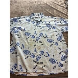 FUBU Shirt Mens XXXL 3XL All Over Print Fubu Jean Co Shoe Short Sleeve‎